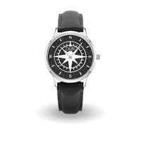 DUR Uhr 40er "Kompass" Lavasand, Lederband schwarz