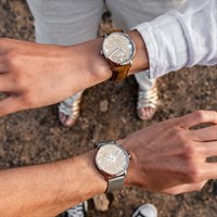 DUR Uhr 40er "Kompass 2.0" Strandsand, Mesh Band Edelstahl