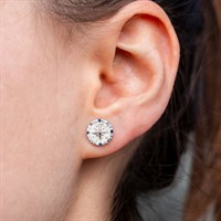 Ohrring "Kompassrose 2.0" 10 mm Zirkonia und Strandsand