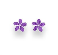 Ohrstecker ''Plumeria Blüte" 10 mm lila Steinsand