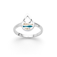 Ring "Strandwellen" Drop Strandsand/Steinsand blau