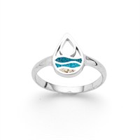 Ring "Strandwellen" Drop Strandsand/Steinsand blau