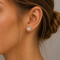 Ohrstecker "Heart" Strandsand/Crystal, Edelstahl