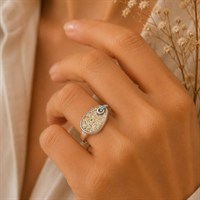 Ring "Sandglow" Strandsand/Crystal, Edelstahl