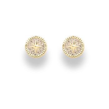 Ohrring "Kompassrose 2.0" 10 mm Strandsand vergoldet