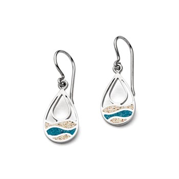 Ohrring "Strandwellen" Drop Strandsand / blauer Steinsand
