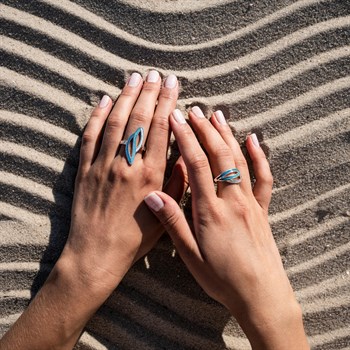 Ring "Ocean Stream" Strandsand/blauer Steinsand