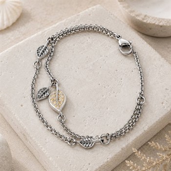 Armband "Leaf" Strandsand, Edelstahl