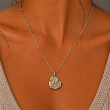 Kette "Heart" 25 mm Strandsand/Crystal, Edelstahl
