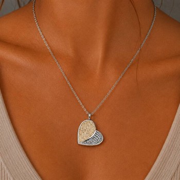 Kette "Heart" 26 mm Strandsand/Crystal, Edelstahl