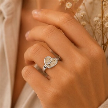Ring "Heart" Strandsand/Crystal, Edelstahl