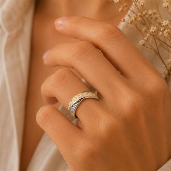 Ring "Twinfinity" Strandsand, Edelstahl
