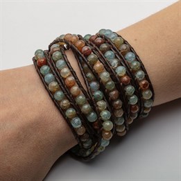 Armband "Achat gr./gr./br./bl." 100 cm 925er Silbe