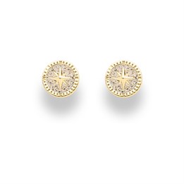 Ohrring "Kompassrose 2.0" 10 mm Strandsand vergoldet