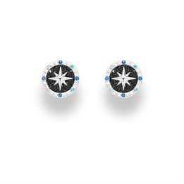 Ohrring "Kompassrose 2.0" 10 mm Zirkonia und Lavasand