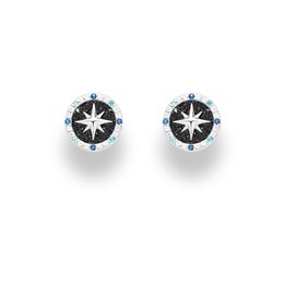 Ohrring "Kompassrose 2.0" 10 mm Zirkonia und Lavasand