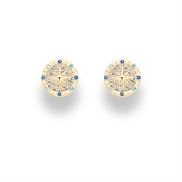 Ohrring "Kompassrose 2.0" 10 mm Zirkonia und Strandsand, vergoldet