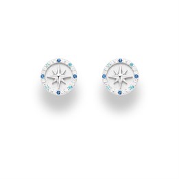 Ohrring "Kompassrose 2.0" 10 mm Zirkonia und hell rhodiniert