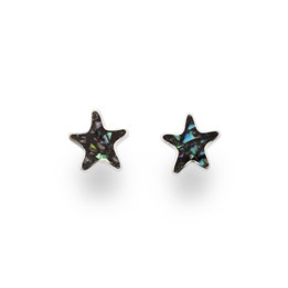 Ohrring"Seestern"Mosaik Seeopal rhod. 925er Silber
