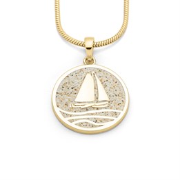 Anhänger "Ahoi" 20 mm Strandsand vergoldet