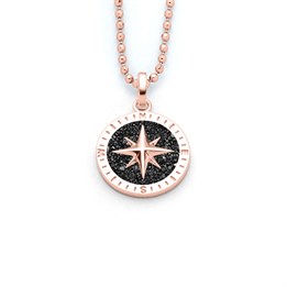 Anhänger 15mm "Kompassrose 2.0" Lavasand rose vergoldet