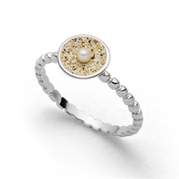 Ring "Sandschale" Perle rhodiniert