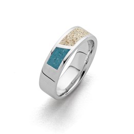 Ring "Duett" Strandsand/blauer Steinsand