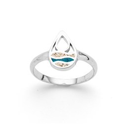 Ring "Strandwellen" Drop Strandsand/Steinsand blau