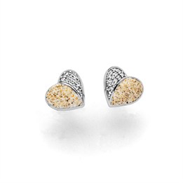 Ohrstecker "Heart" Strandsand/Crystal, Edelstahl