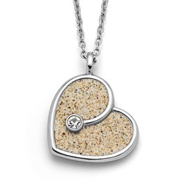 Kette "Heart" 25 mm Strandsand/Crystal, Edelstahl