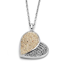 Kette "Heart" 26 mm Strandsand/Crystal, Edelstahl