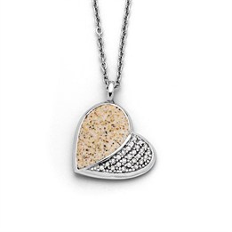 Kette "Heart" 15 mm Strandsand/Crystal, Edelstahl