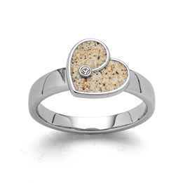 Ring "Heart" Strandsand/Crystal, Edelstahl