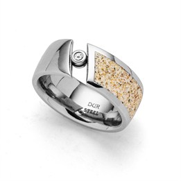 Ring "Twinkle" Strandsand/Crystal bewegl., Edelstahl